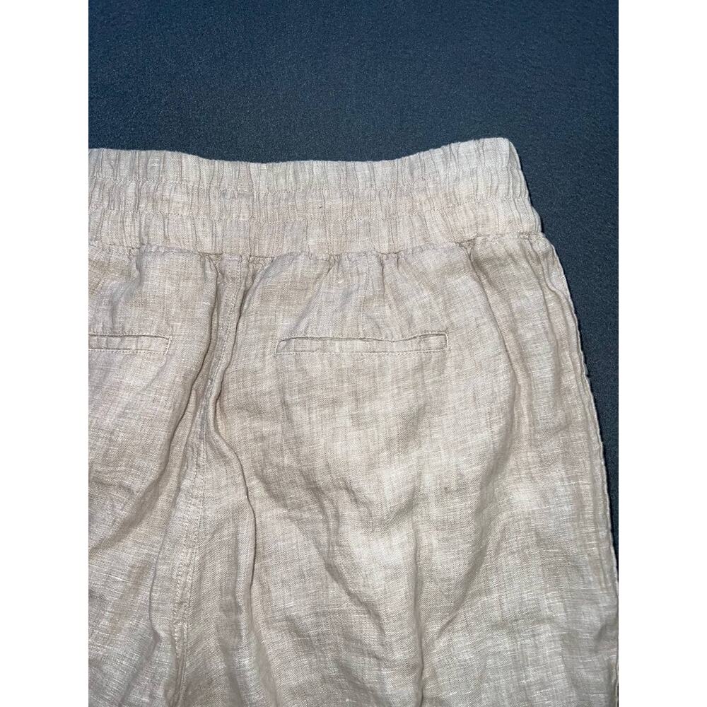 Quince 100% Linen Wide Leg Pants Tan Elastic Waist Large A009927 - Picture 9 of 9